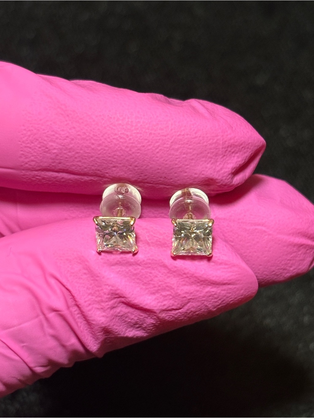 10k Real Gold 1.2ct. VVS1 Moissanite Princess-Cut Stud Earrings - Picture 11 of 17